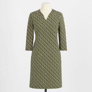J. McLaughlin Women's Small Green Geometric Print Sheath Dress Preppy Classic